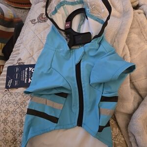 Blue Dog Raincoat with Black Stripes